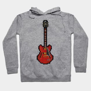 Tiled Pixel Red SG Guitar Upright Hoodie